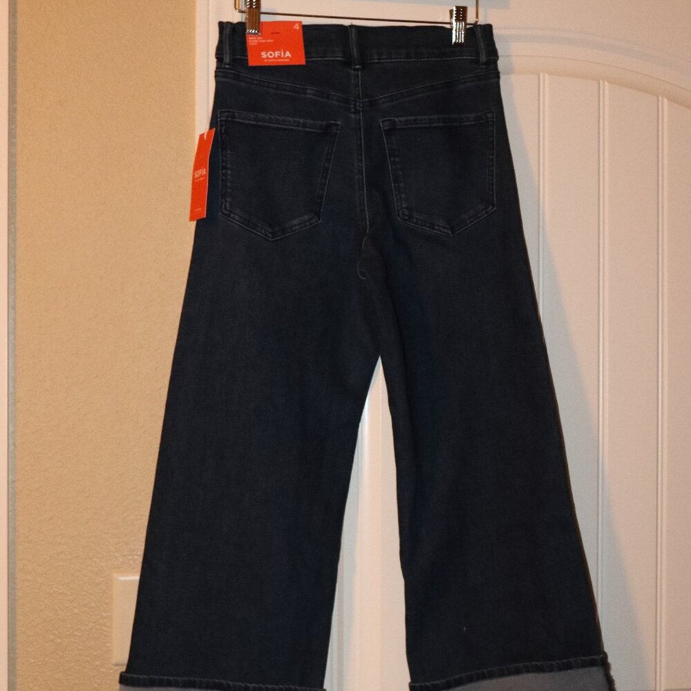 Sofia Vergara Cuffed Jeans - Sz 4 Dk Blue - Picture 2 of 4